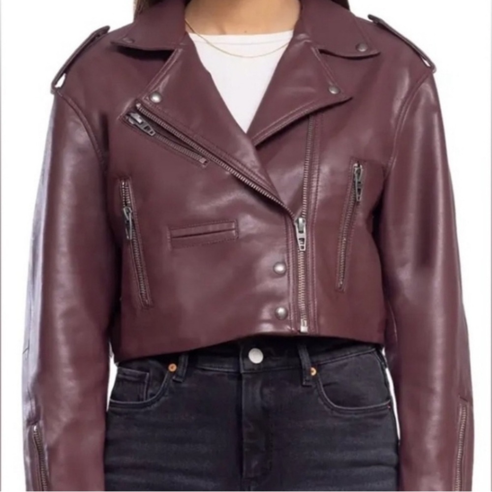 NWT Blanknyc Women's Burgundy Faux Leather Jacket
